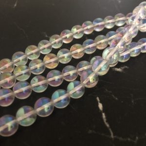 10 perles d'Aqua aura  8mm cristal