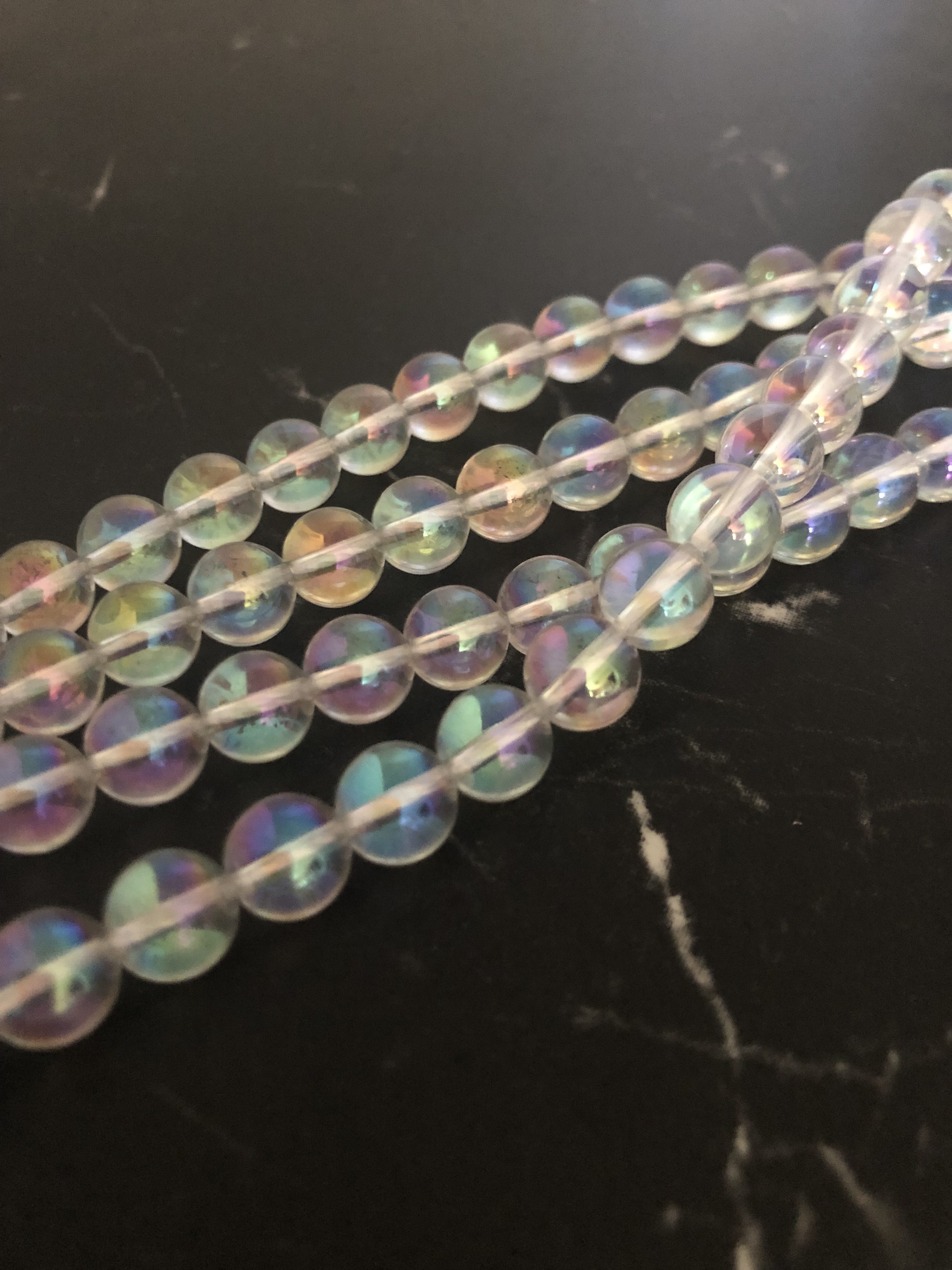 10 perles d'Aqua aura 6mm cristal