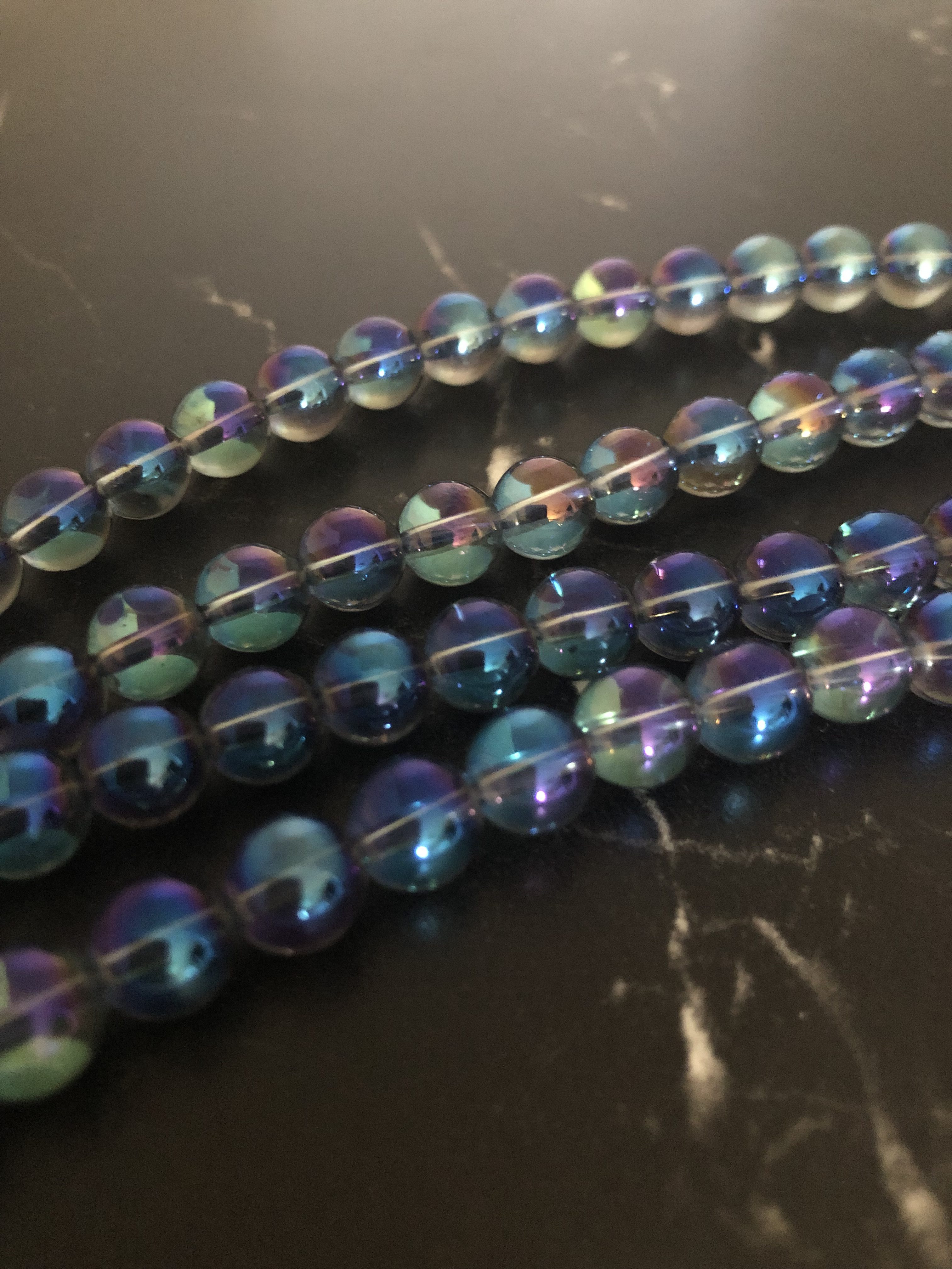 10 perles d'Aqua aura  8mm bleu