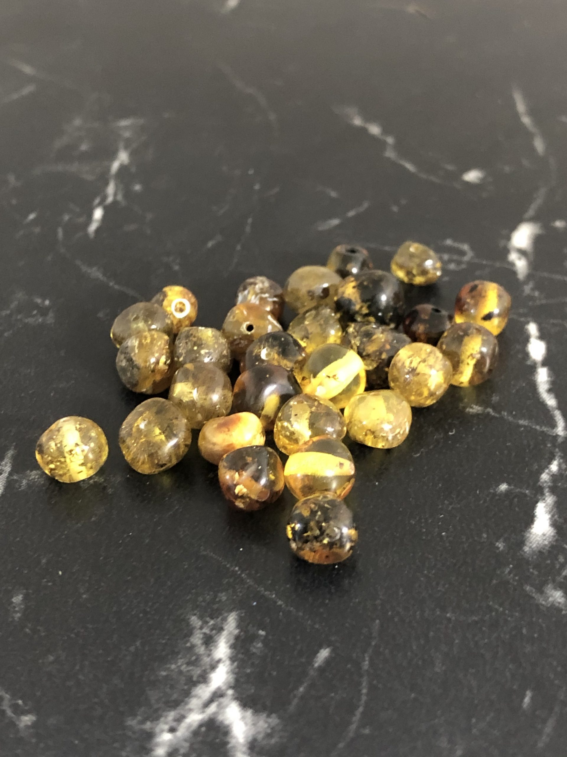 10 Perles Ambres véritable MIEL